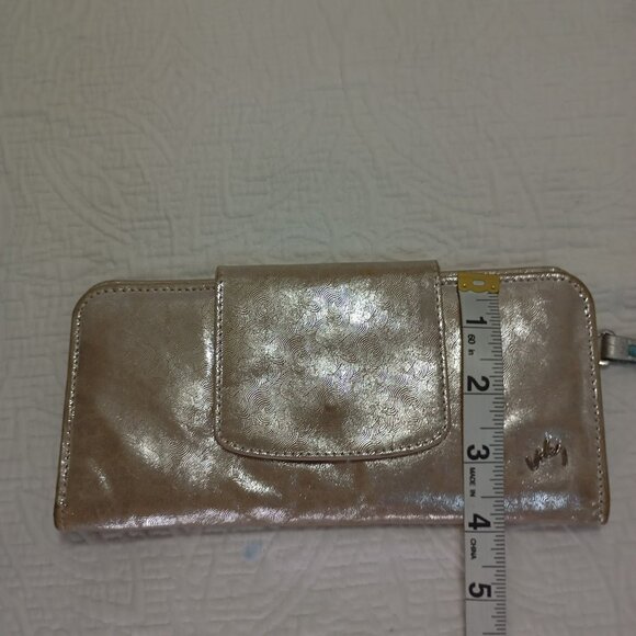 Velez Gold Leather Wallet With Snap Closure & Zippered Compartment Womens - Picture 8 of 8